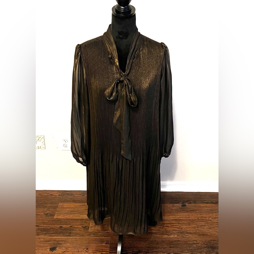 Nanette Lepore Shimmering Gold Pleated Dress